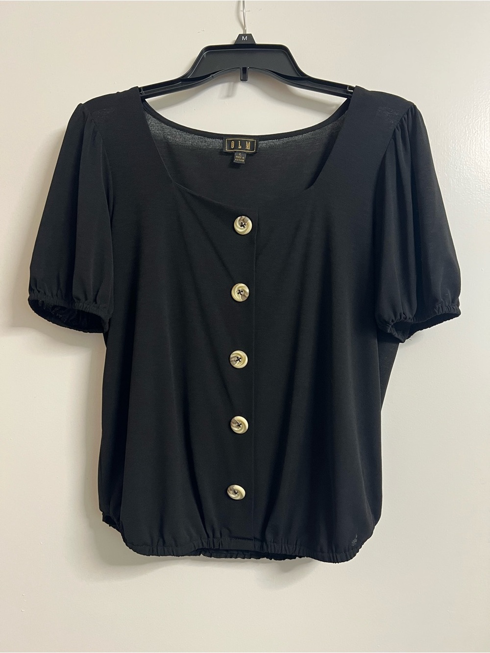 Dill Black Square-Neck Button Front Blouse